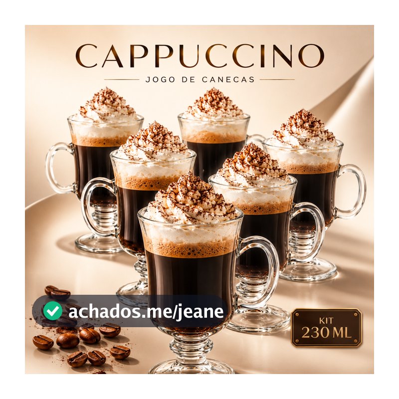 Kit 3 Canecas Capuccino Vidro 230ml Grande Nespresso Chocolate Irish Coffee Gourmet