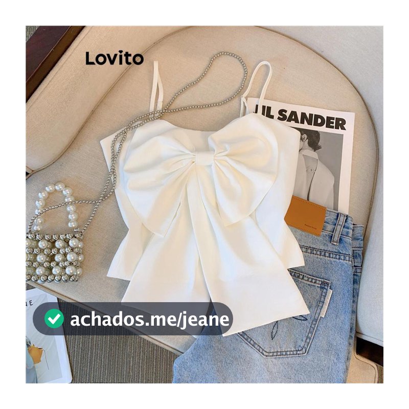 Lovito Férias Regata Casamento Delicada Com Laço Lisa Para Mulheres LNA65225