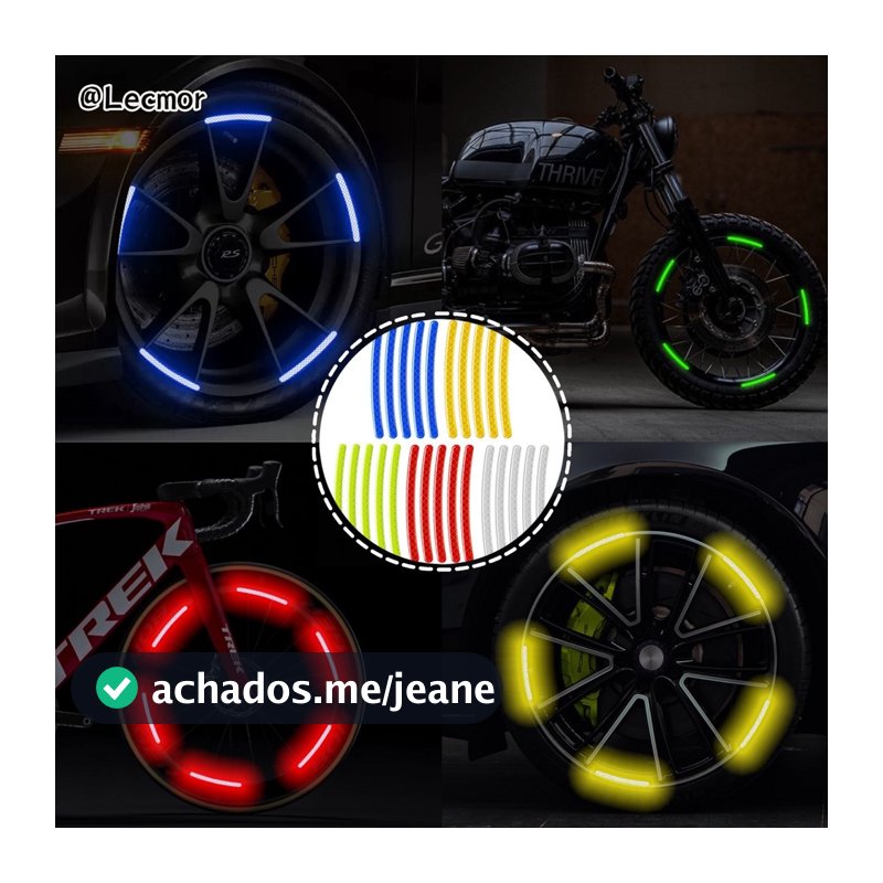 20 Adesivo Refletivo de Segurança para Rodas de Carro, Moto e Bicicleta - Faixa Noturna