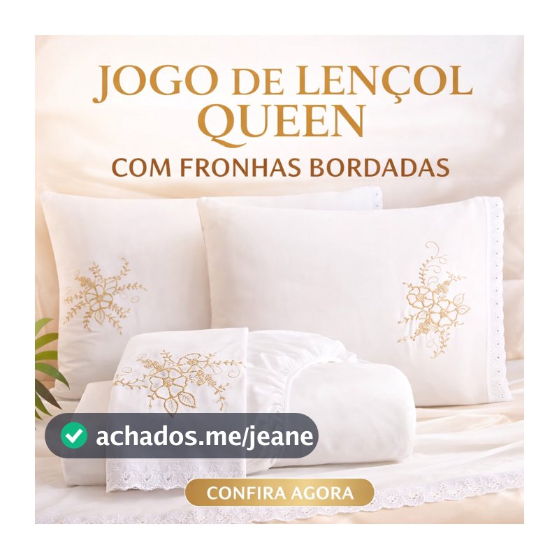 Jogo de Lençol Veneza Cama Queen Com Lese e Bordado 3 Peças para o Dia a Dia Cores
