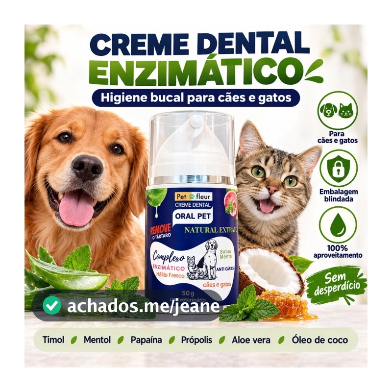 Creme Dental Oral Pet Complexo Enzimático Papaina 50g