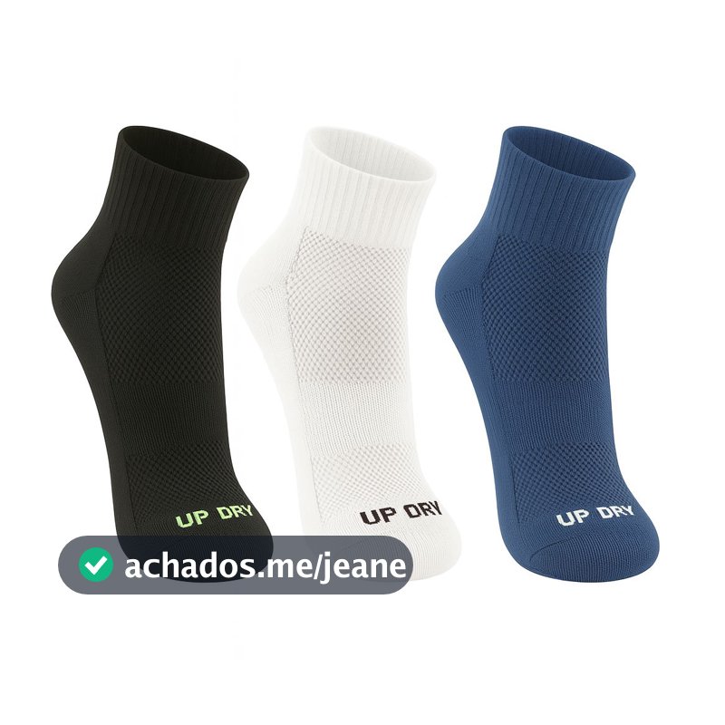 Meia Performance Esportiva Cano Médio Up Dry Anti Bolha Anatômica Academia Caminhada Corrida Bike