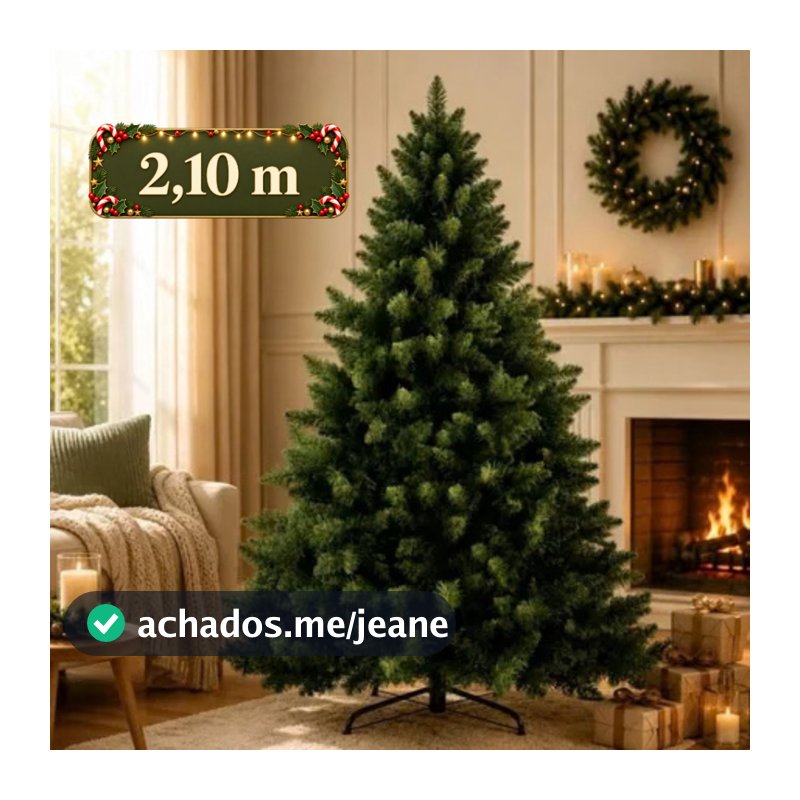 Árvore de Natal Pinheiro 2,1m 1.200 Galhos Cheia Luxo Verde Dobrável Decoração Natal LARUNO