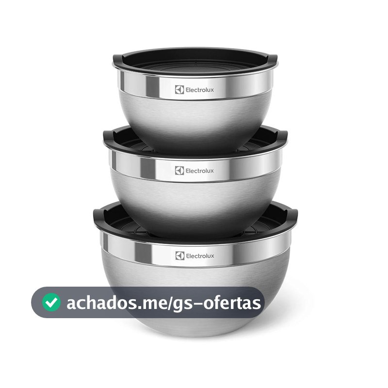 Conjunto Bowls de Inox Electrolux com Tampa Plástica 3 Peças