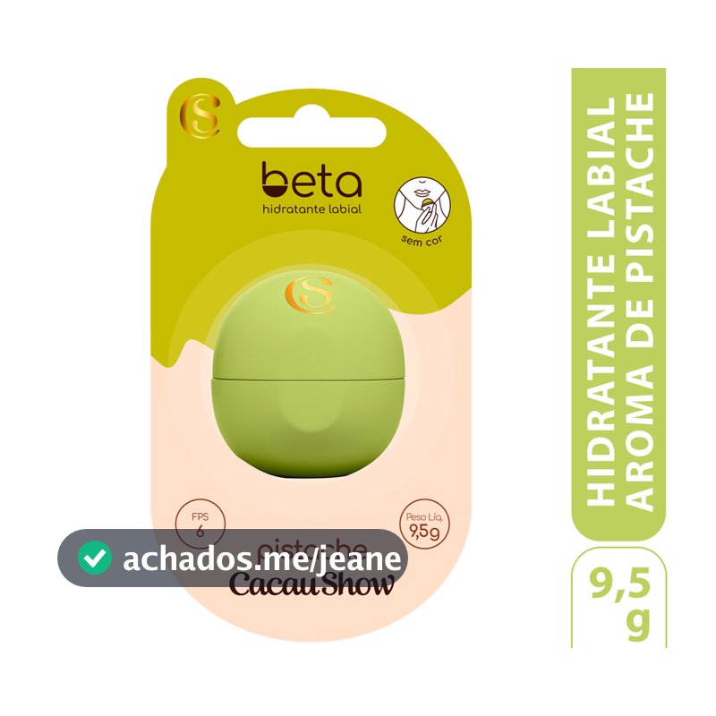 Hidratante Labial Beta Pistache Cacau Show – Edição Especial FPS 6