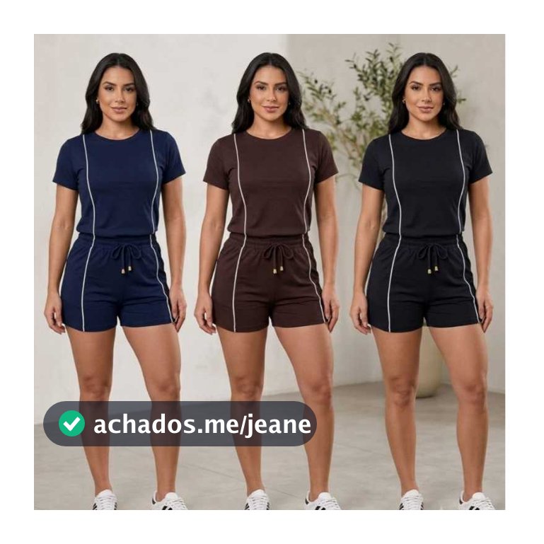 Conjunto Short e Camiseta Confort Feminino de Malha com Listra lateral Super confortável - Lívia Confort