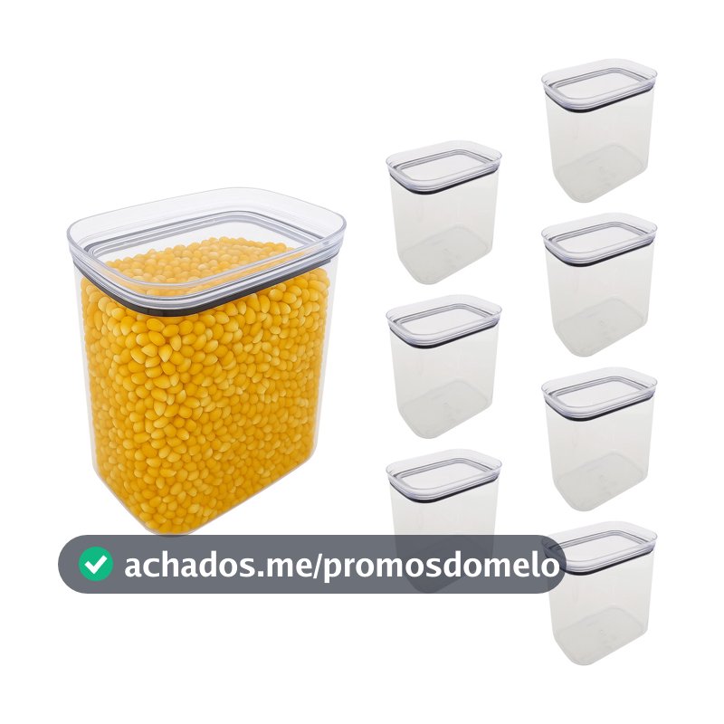 08 Potes Herméticos Acrílico GRANDE 1,5L Pote Mantimento Acrílico Potes herméticos Porta Mantimentos