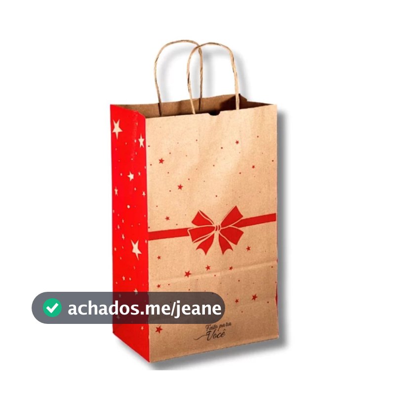 100 SACOLA PRESENTE  KRAFT LAÇO LEMBRANCINHA  P