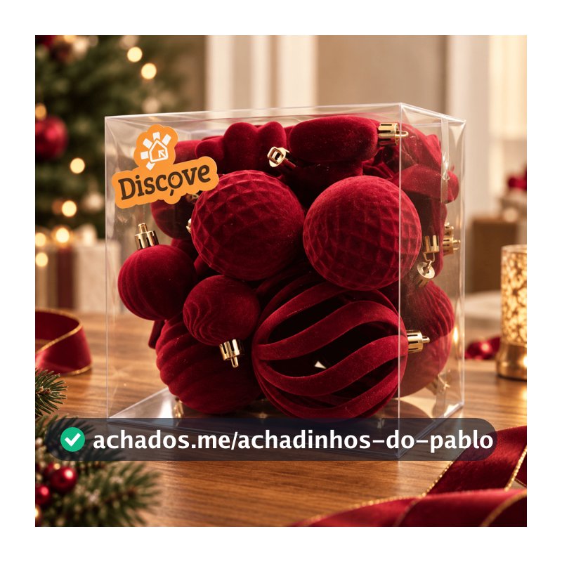 Kit 25 Bolas de Natal Aveludadas Enfeite Árvore de natal Decoração Natalina Luxuoso Elegante