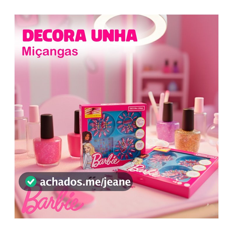 Unhas Decoradas Kit Barbie Completo Infantil 36 Unhas Postiças Com Miçangas E Adesivos Toyng
