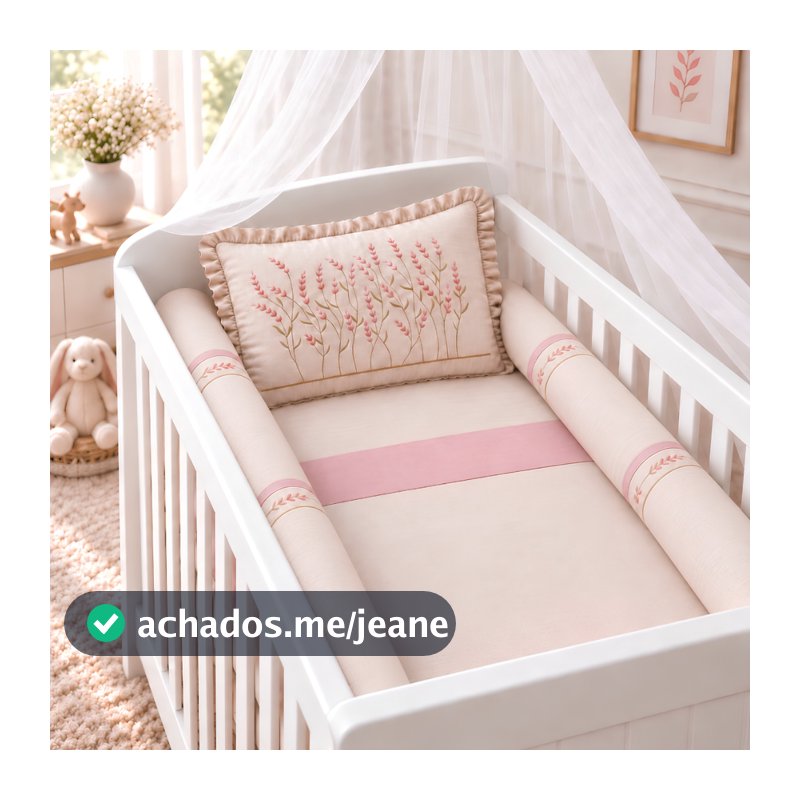 Kit Berço Bordado Americano Menina Menino  Veneza Bordado Algodão Com lençol de Elástico Mosquiteiro