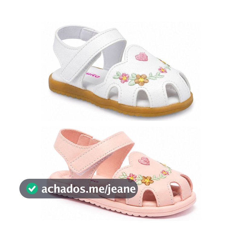 Sandália Infantil Baby Menina Floral Coração Bordado Festa Batizado 95314 Pequito
