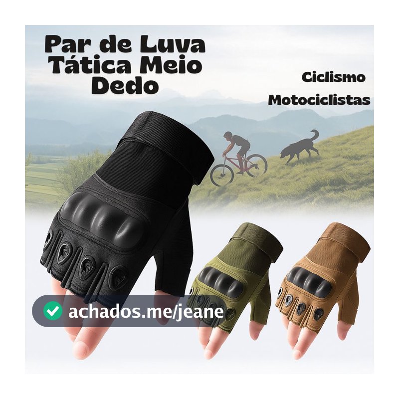 Luva Academia Tática Meio Dedo para Motociclistas Motoqueiros com Proteção Antiderrapante Moto Bike