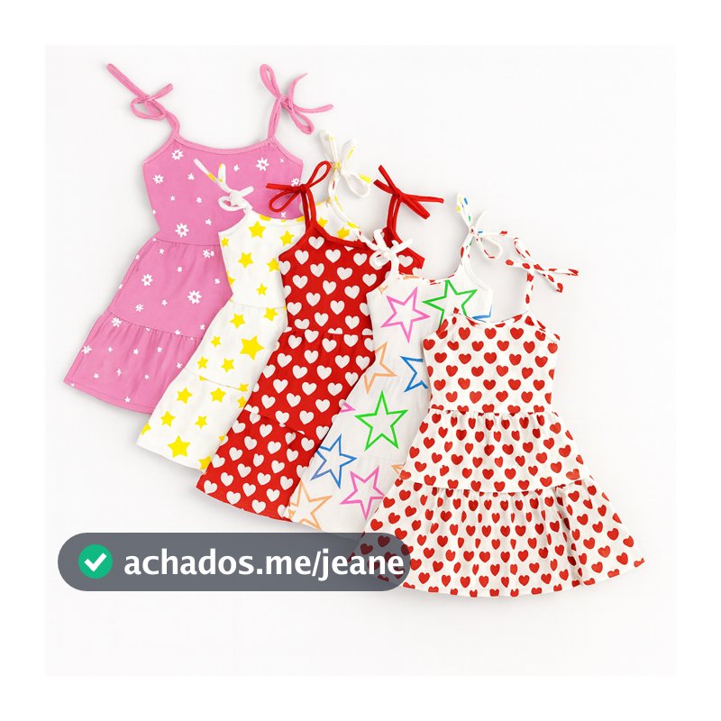 Kit 3 Vestidos Infantis Menina Estampado Alça de Amarrar Verão ENVIO CORES E ESTAMPA SORTIDAS