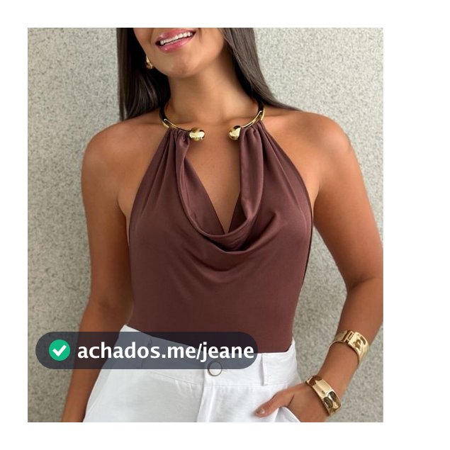 Blusa Feminina Argola Colar Decote V Vazado Costas Nua Suplex Premium Estilosa Elegante