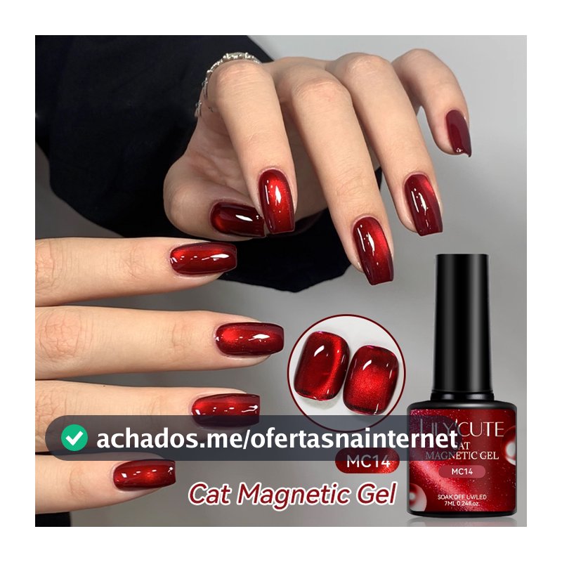 LILYCUTE Esmalte Em Gel Magnético Com Olhos De Gato Vermelho Escuro 7ml Shine Cat Gel Magnético Para Olhos Soak Off