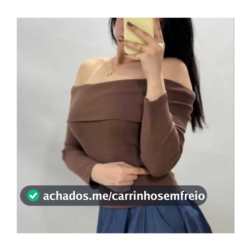 Blusa femenina ribana  manga longa Ombro a Ombro Decote com babado moda  inverno tendência 20266106