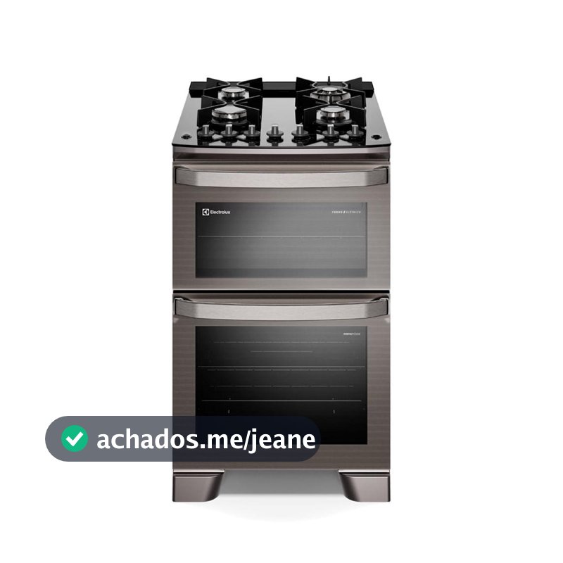 Fogão de Piso Electrolux de 04 Bocas Experience com Duplo Forno e Mesa de Vidro Cinza - FE4DG