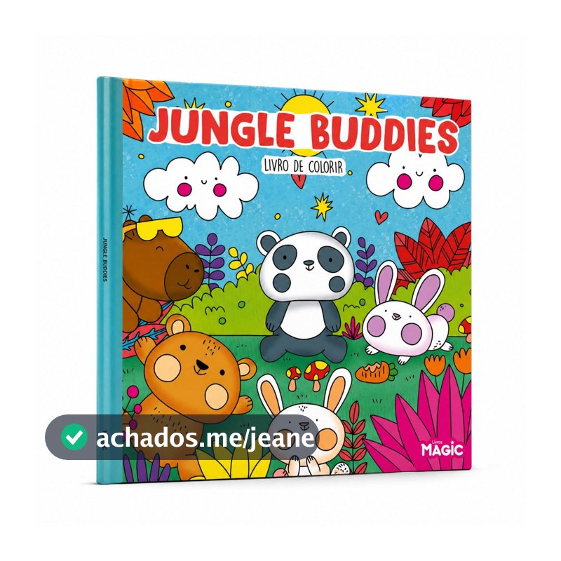 Livro de Colorir Jungle Buddies Animais da Selva Infantil com 24 desenhos