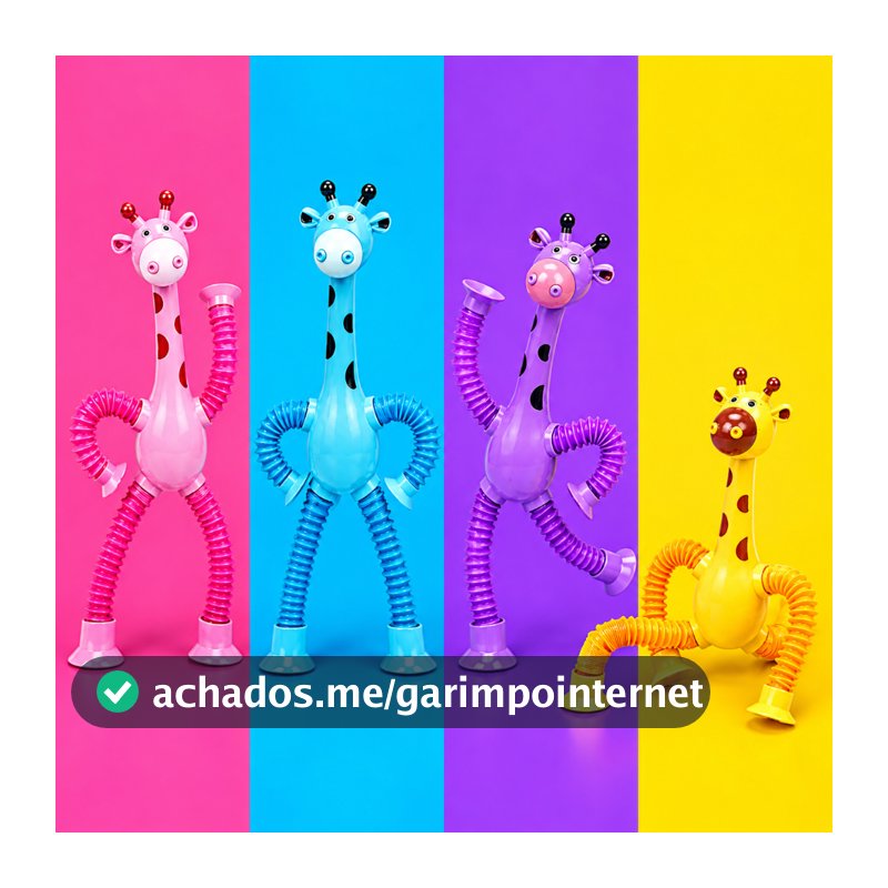 Kit 12 Girafas Estica e Gruda Pop it Tubo Brinquedo Infantil Lembrancinha De Festa