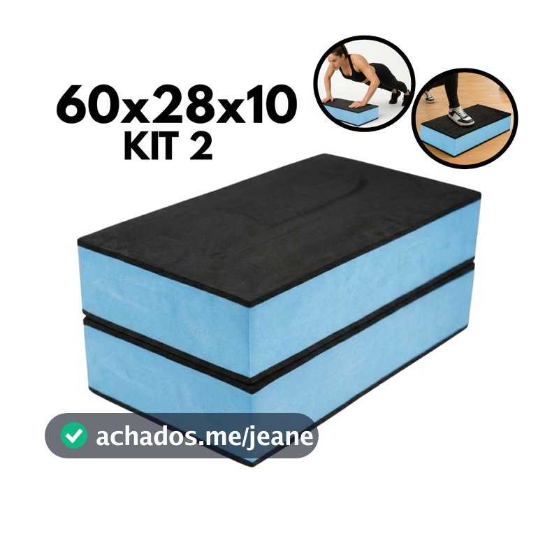 Kit 2 Step Academia 60x28x10 Base Lisa Duplo Fitness Jump Box Circuito HIIT Reabilitação Agachamento Glúteo EVA Estepe