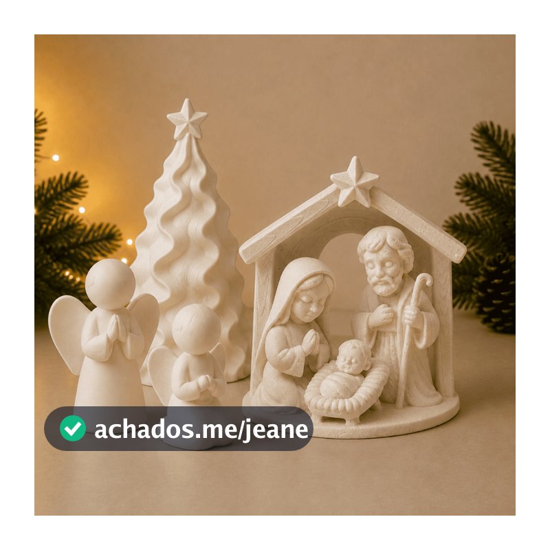 Presépio Decorativo de Natal com Reis Magos Sagrada Família Anjos Animais Árvore Enfeite para Mesa Aparador e Sala