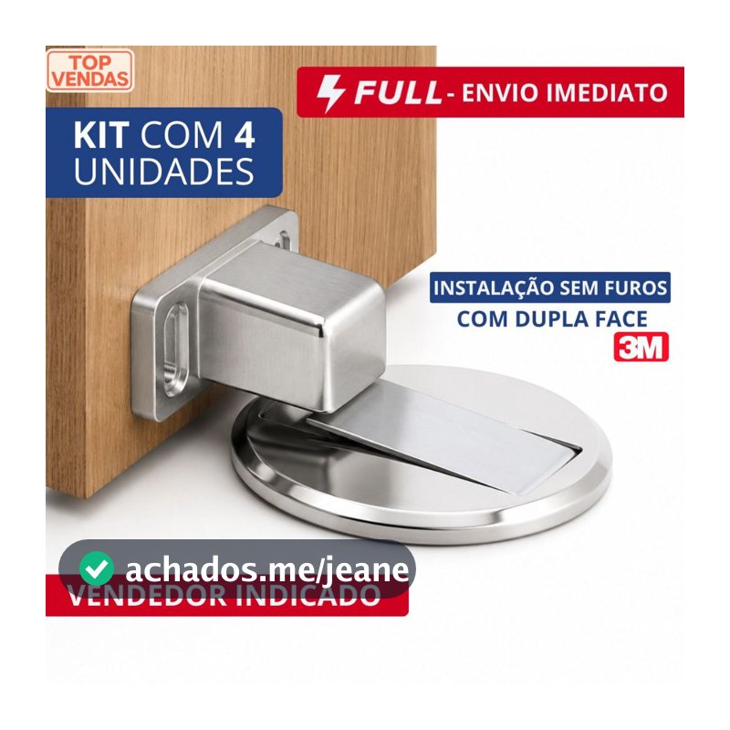 Prendedor Trava de Porta Magnético Slim Cromado