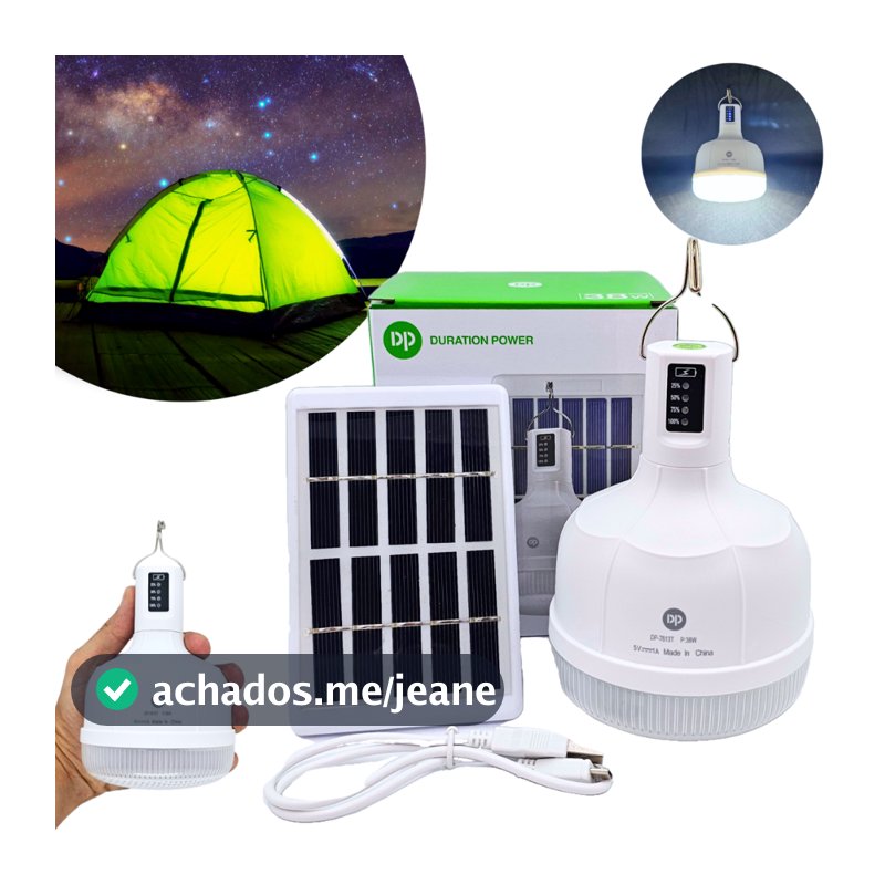 Lampião Led Solar Potente Lâmpada Camping USB Luz Barraca Camping Pesca Acampamento Luz Emergência