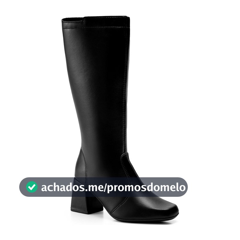 Bota Feminina Lumiss Salto Alto Bloco Cano Alto Bico Quadrado