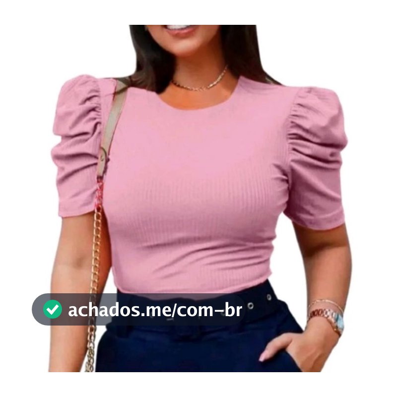 Blusa feminina blusinha  manga princesa blusas manga curta