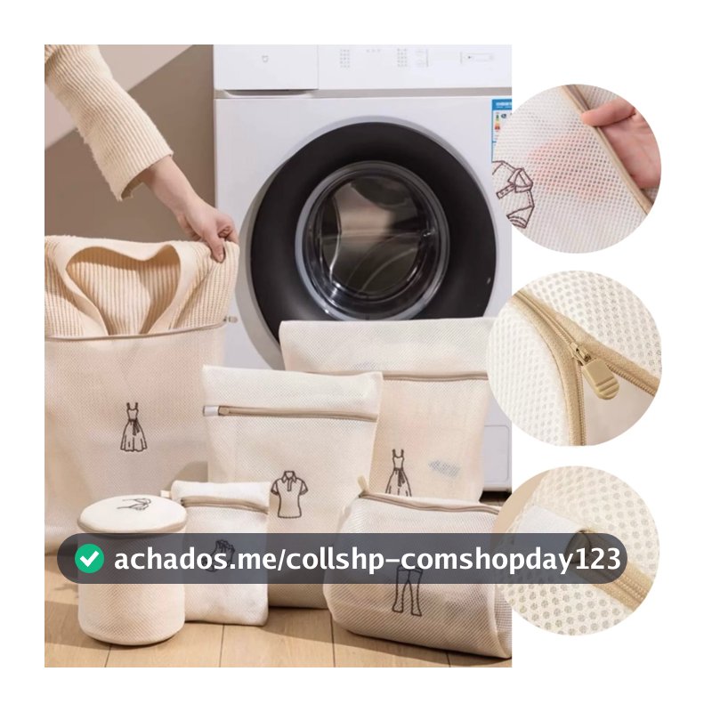 Kit 6 Sacos Lava Roupa Facil Para Máquina de Lavar Delicadas  Íntimas Organizador de Roupas Ziper