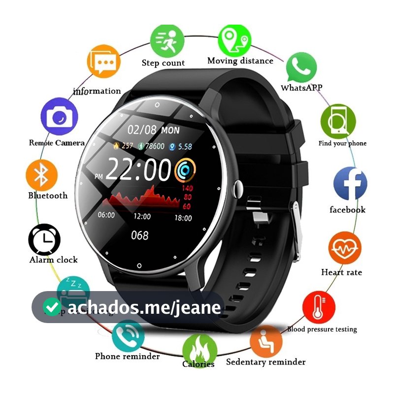 LIGE Relógio inteligente masculino à prova d'água com Bluetooth de freqüência cardíaca