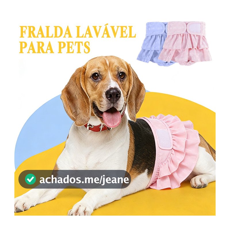 Fralda Reutilizável para Cachorro Fêmea com Saia Lavável Calcinha Higiênica