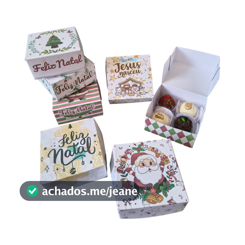 Caixas para 4 doces, trufas, sabonetes, lembranças natal, lembrancinha de natal