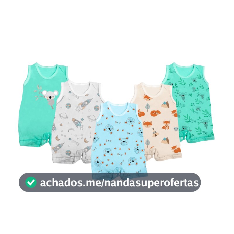 Kit Roupa De Bebê 5 Peças Macacão Regata Banho De Sol Verão