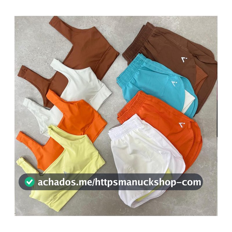 Conjunto Short Duplo Tactel Poliamida Fitness Academia Treino