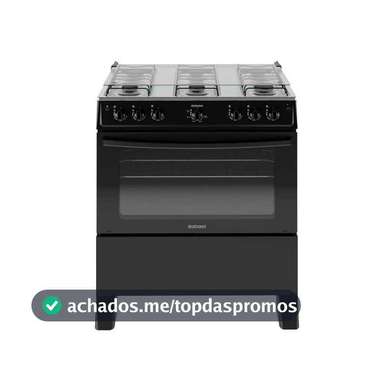 Fogão Itatiaia Star New Piso 6 Bocas Preto Mesa de Inox Bivolt 3700000474