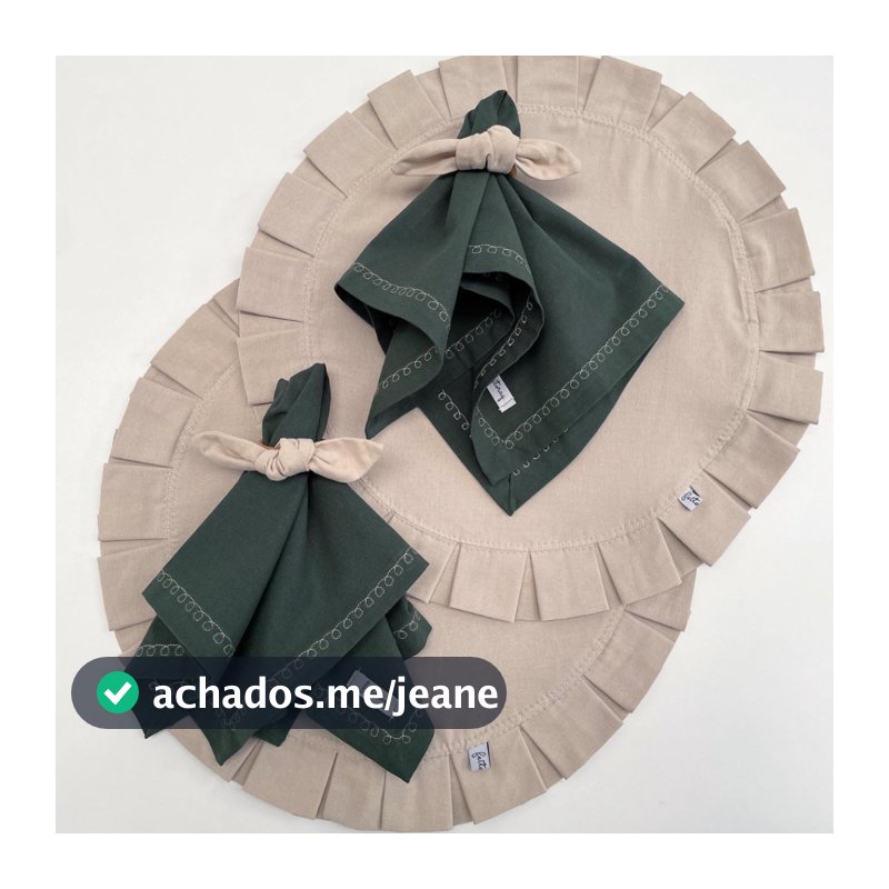 KIT JOGO AMERICANO MESA POSTA REDONDO AREIA COMPLETO COM GUARDANAPOS E PORTA GUARDANAPOS, TENDENCIA E ELEGANCIA