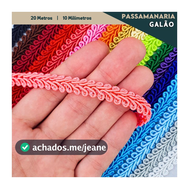 Passamanaria - Fita Galão 10mm - Rolo Com 20 Metros Várias Cores - 91- AV