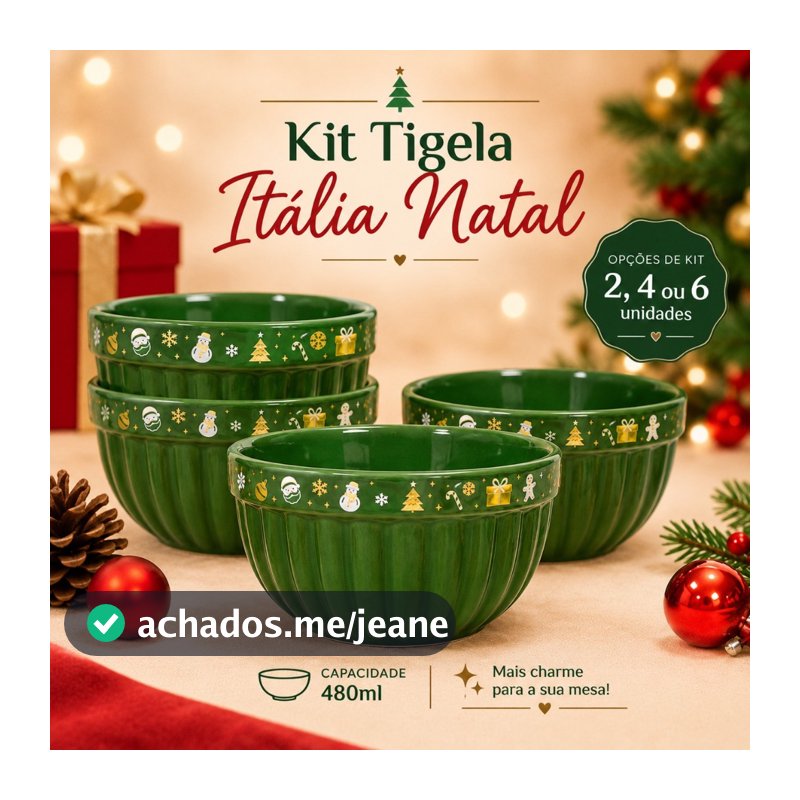 Tigéla Itália Natal Cerâmica 480ml Feliz Natal Bowl Cumbuca Sopas Caldos Sobremesas