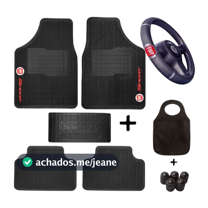 Tapete Carro Automotivo FIAT Otimizado + Capa Volante Colorida Reforçada