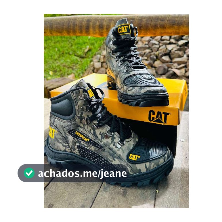 Bota Coturno Caterpillar Alaska Militar Couro Masculino Palmilha de Gel