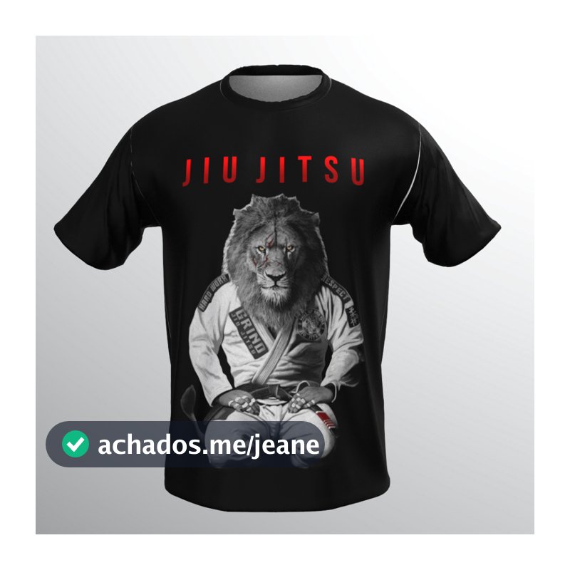 Camiseta Jiu Jitsu Masculina Leão Preta Estampada BJJ Luta Treino Artes Marciais Casual Esportiva