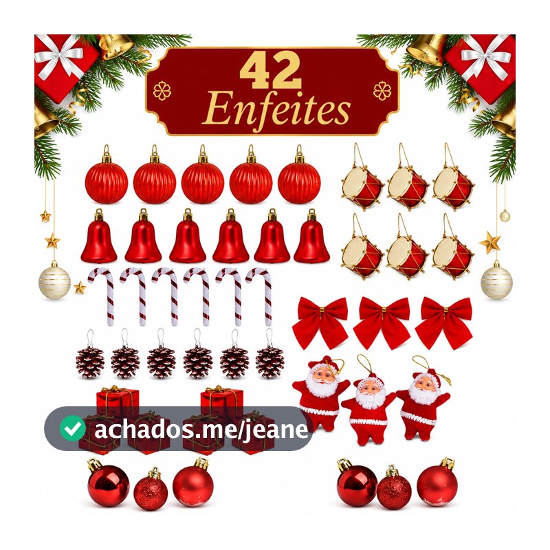 Kit 42 Enfeites Pendente Arvore Natal Decoração Arvore Decorada Completa Kit Arvore de Natal Enfeite