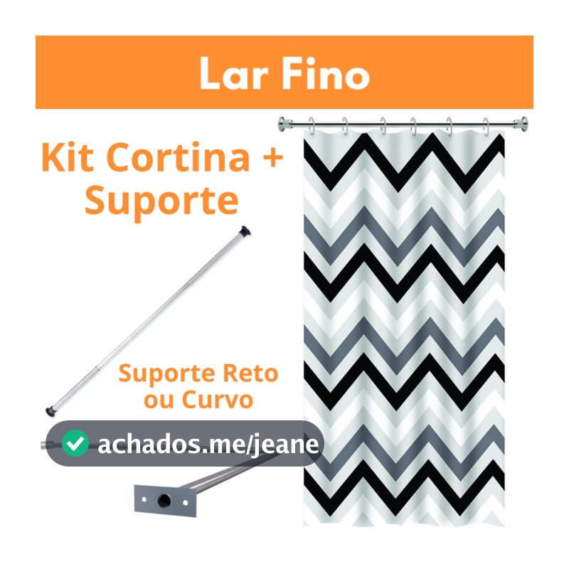 Kit Varão de Cortina + Cortina Box Banheiro Premium Grossa Impermeável Reforçada - Envio Rápido