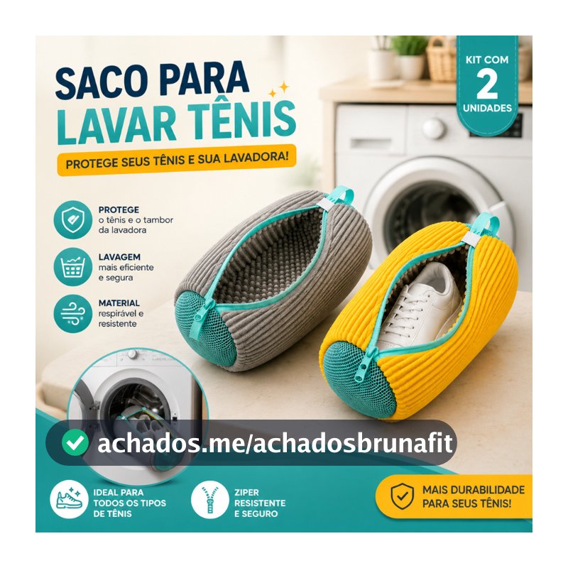 Kit 2 Sacos de Lavar Tênis Sapato Calçados na Máquina Bolsa Protetora com Zíper Reutilizável