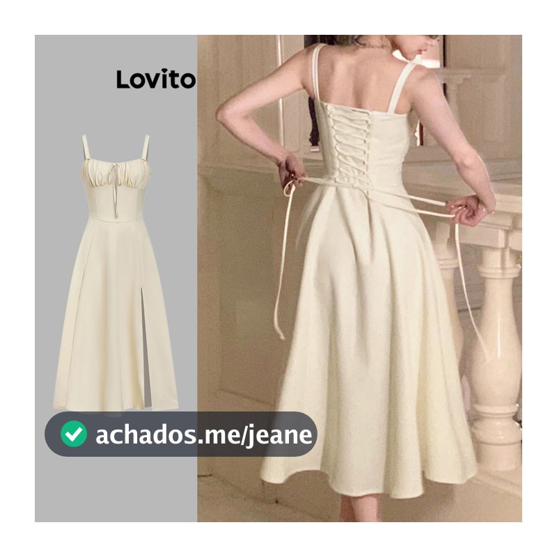 Lovito Elegante Vestido Com Amarração Frontal E Costas, Vestido De Verão Para Mulheres L74ED185