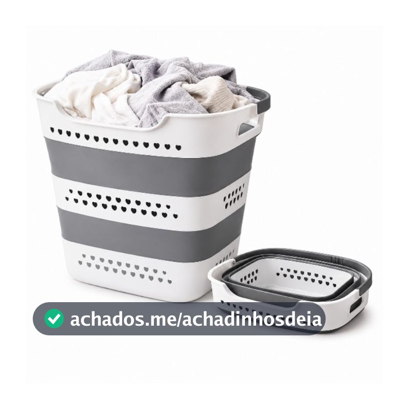 Cesto de Roupa Suja Dobrável Retrátil Grande 40L – Organizador para Lavanderia, Banheiro e Casa