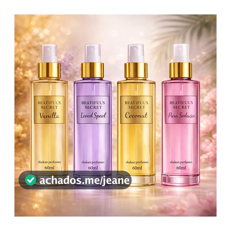 Kit 4 Body Splash Feminino Secret Vanilla Loved Speel Pura Sedução Coconut 60ml