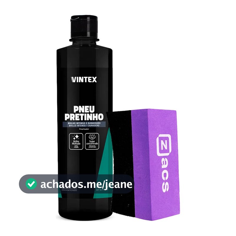 Pretinho Pneu Vintex Vonixx 500ml Brilho Molhado Intenso + Aplicador de Espuma